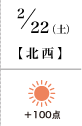 2月22日(土) 北西 +100